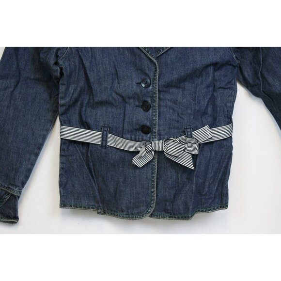 NEW 2006/05 Gymboree Prep Denim Blazer Jacket 7 Spring Tulip Belted Buttons Bow - Picture 3 of 10
